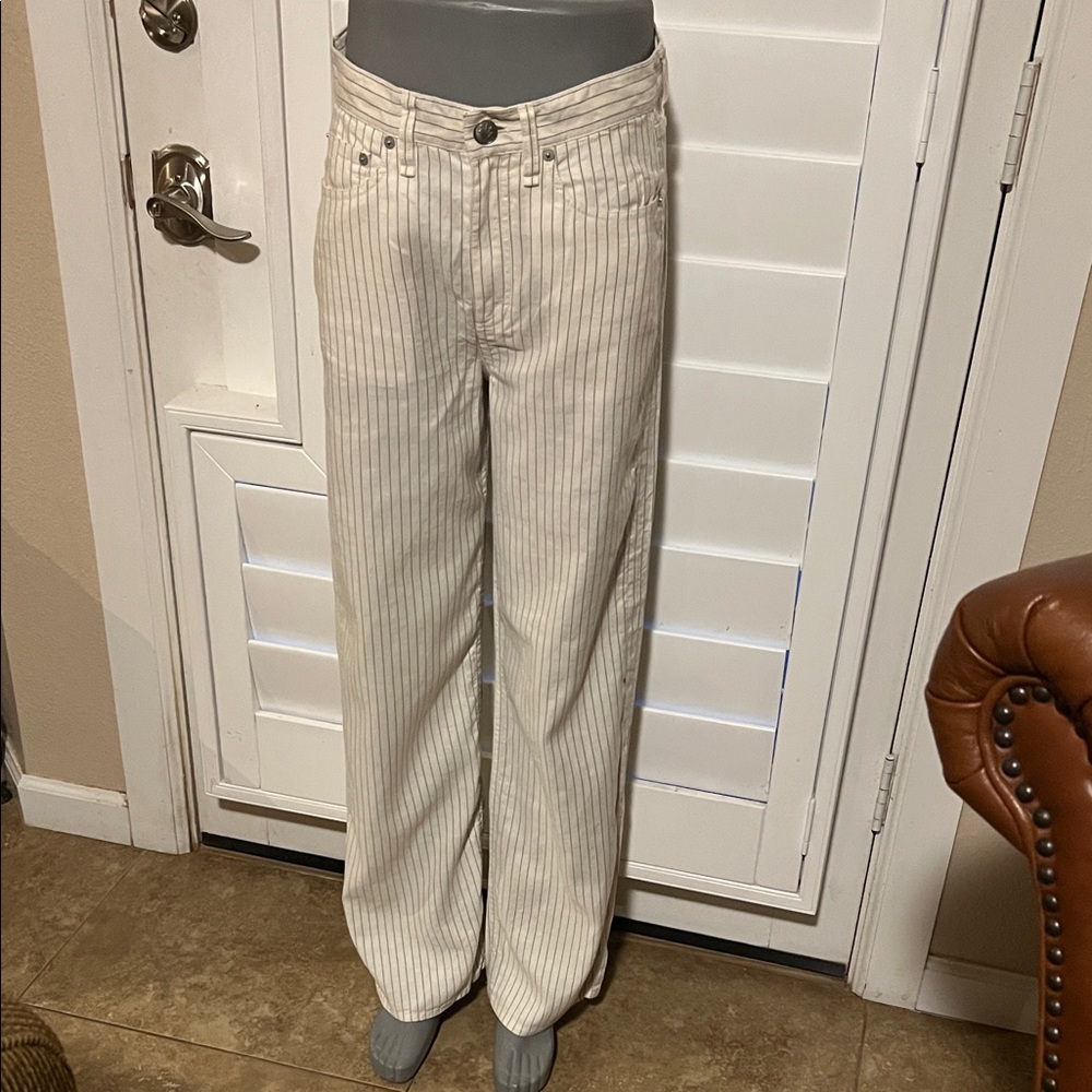Rag & Bone Cream Pinstripe Trousers